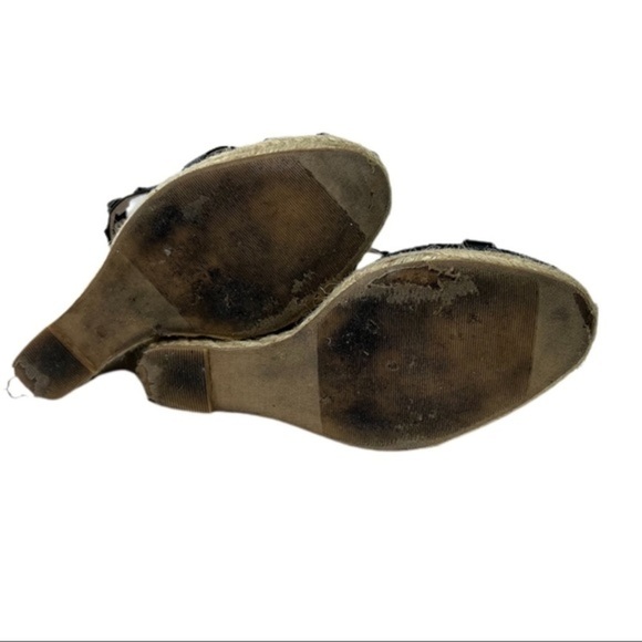 Charlotte Russe | Madison Wedge Heels Black & Tan Size 9 Sandals​​​​ - Picture 9 of 15